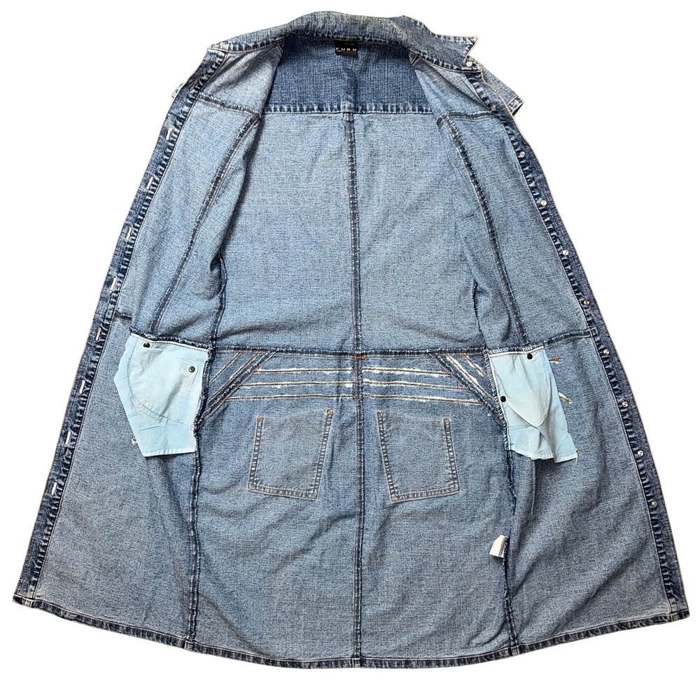 FUBU Vintage 90s Denim Mini Dress Light Wash Button Front Short Sleeve Blue - Picture 3 of 11